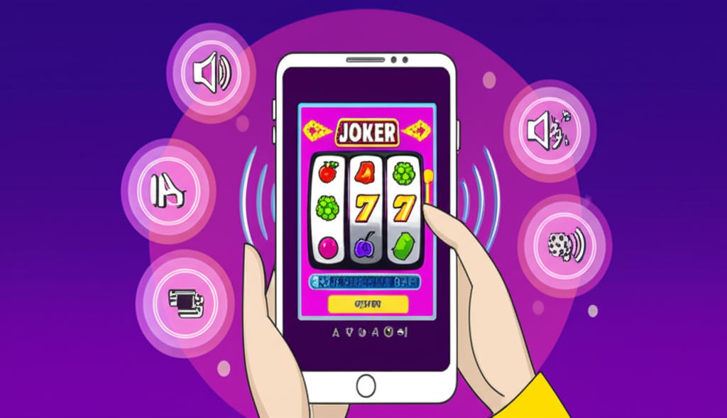 ภาพประกอบผู้พิการทางสายตาใช้เสียงนำทางเล่นเกมสล็อต Joker บนมือถืออย่างสะดวกและปลอดภัย