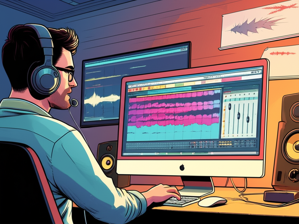 นักพัฒนาเกมกำลังใช้ซอฟต์แวร์ Audio Middleware เพื่อปรับแต่งและทดสอบเสียงเกมสล็อต
