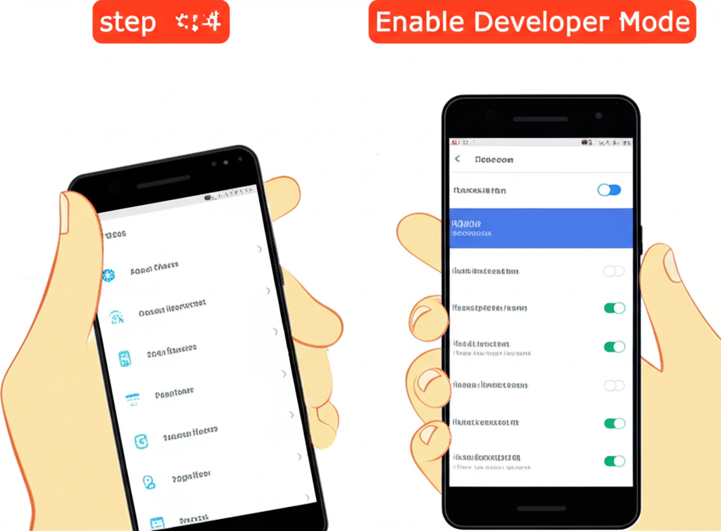 ภาพขั้นตอนการเปิดโหมดนักพัฒนาซอฟต์แวร์บนมือถือ Android อย่างละเอียด