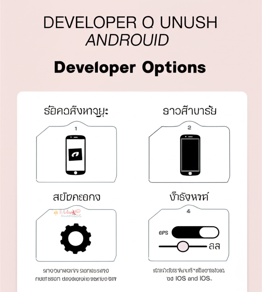 ภาพแนะนำขั้นตอนการเปิดโหมดนักพัฒนาซอฟต์แวร์บนมือถือ Android และ iOS เพื่อเพิ่ม FPS สำหรับเล่นเกมสล็อต Joker