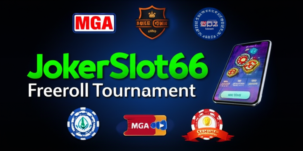 ภาพแสดงความน่าเชื่อถือและความปลอดภัยของ JokerSlot66 ในการจัด Freeroll Tournament พร้อมใบอนุญาตสากลและระบบฝาก-ถอนออโต้