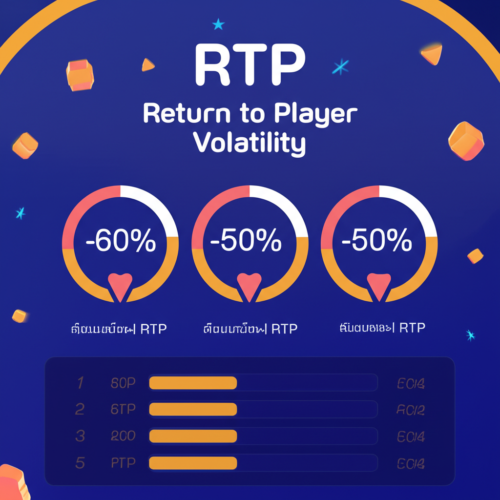 อินโฟกราฟิกอธิบายความหมายของ RTP และ Volatility ในเกมสล็อต