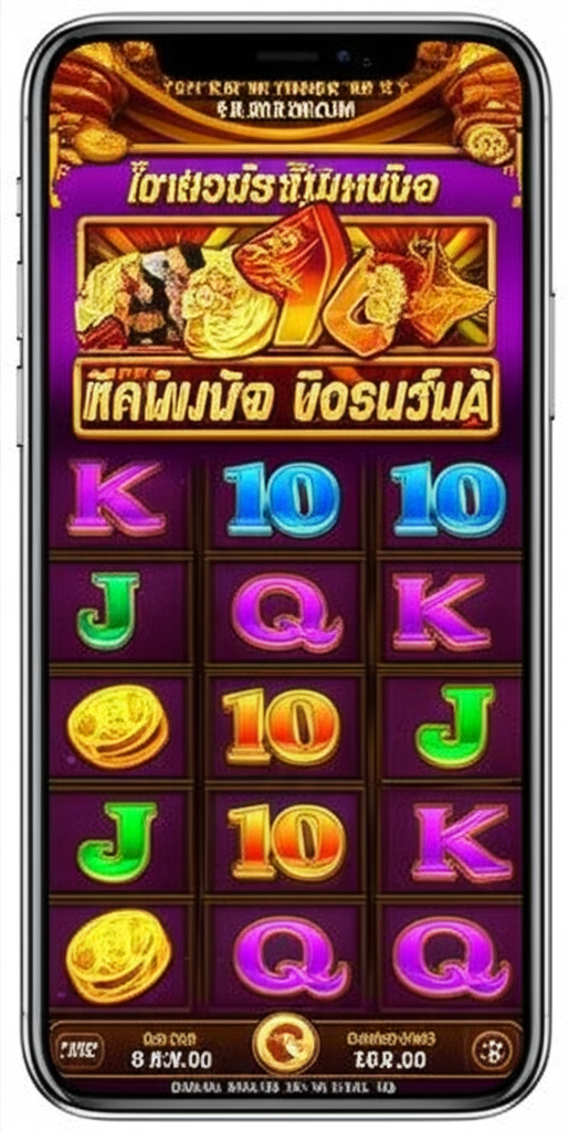 ตัวอย่างหน้าจอการตั้งค่าเบทในเกมสล็อตมือถือ Joker Gaming พร้อมแสดงฟีเจอร์โบนัส