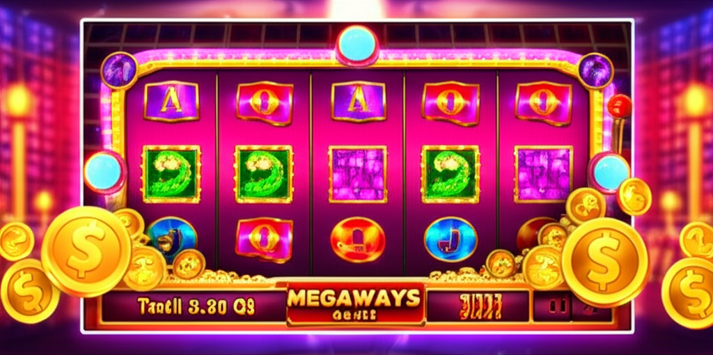ภาพเครื่องสล็อต Joker Gaming Megaways ที่มีสัญลักษณ์หลากหลายและเหรียญทองแสดงถึงโอกาสชนะสูง