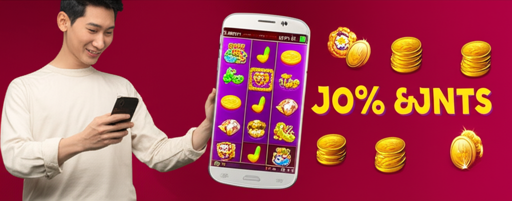 ภาพผู้เล่นเกมสล็อต Joker Gaming บนมือถือ พร้อมเอฟเฟกต์โบนัสแตกง่ายและระบบฝากถอนรวดเร็วปลอดภัย