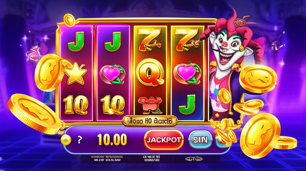 ภาพประกอบธีมเกมสล็อตออนไลน์ Joker Gaming พร้อมแจ็คพอตโปรเกรสซีฟสูงสุดในปี 2025 แสดงสัญลักษณ์แจ็คพอตและโจ๊กเกอร์อย่างสดใส