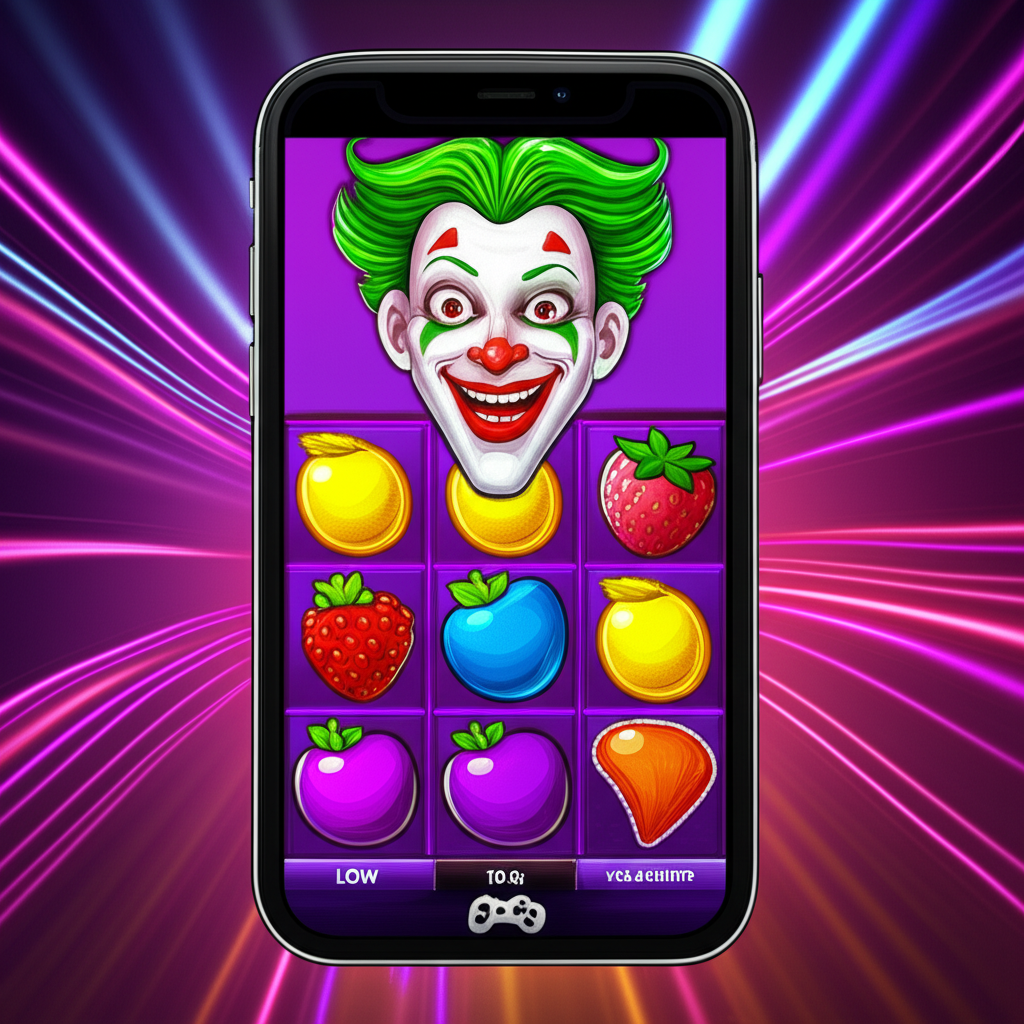 ภาพมือถือแสดงเกมสล็อต Joker ที่เหมาะกับการเล่นทุนน้อย พร้อมสัญลักษณ์ความเสี่ยงต่ำและประสบการณ์เล่นเกมข้ามแพลตฟอร์ม