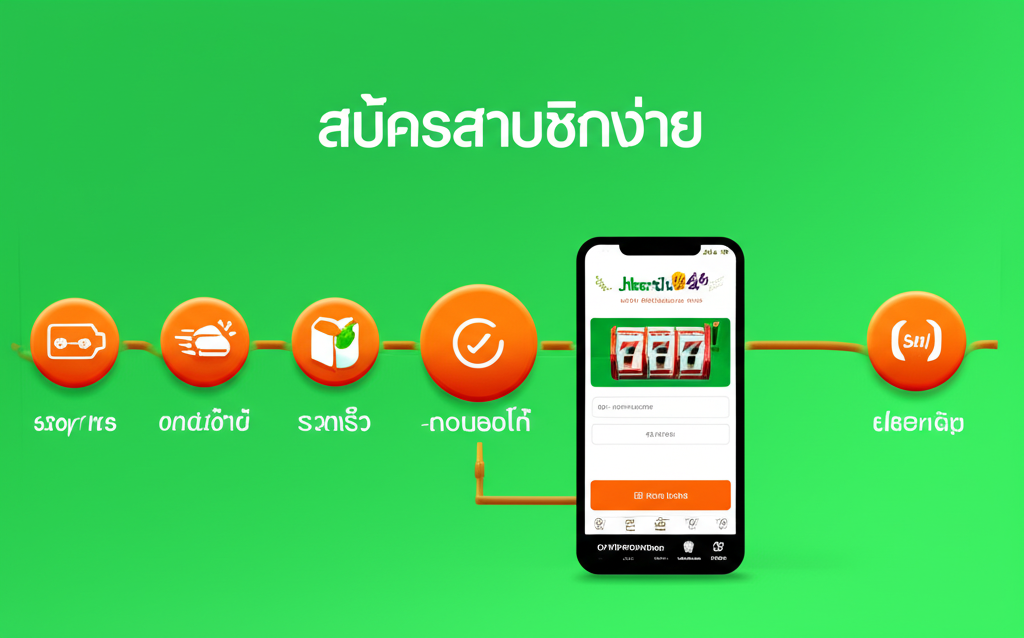 อินโฟกราฟิกขั้นตอนสมัครสมาชิกและระบบฝาก-ถอนออโต้ของ JokerSlot66 รวดเร็วและปลอดภัย
