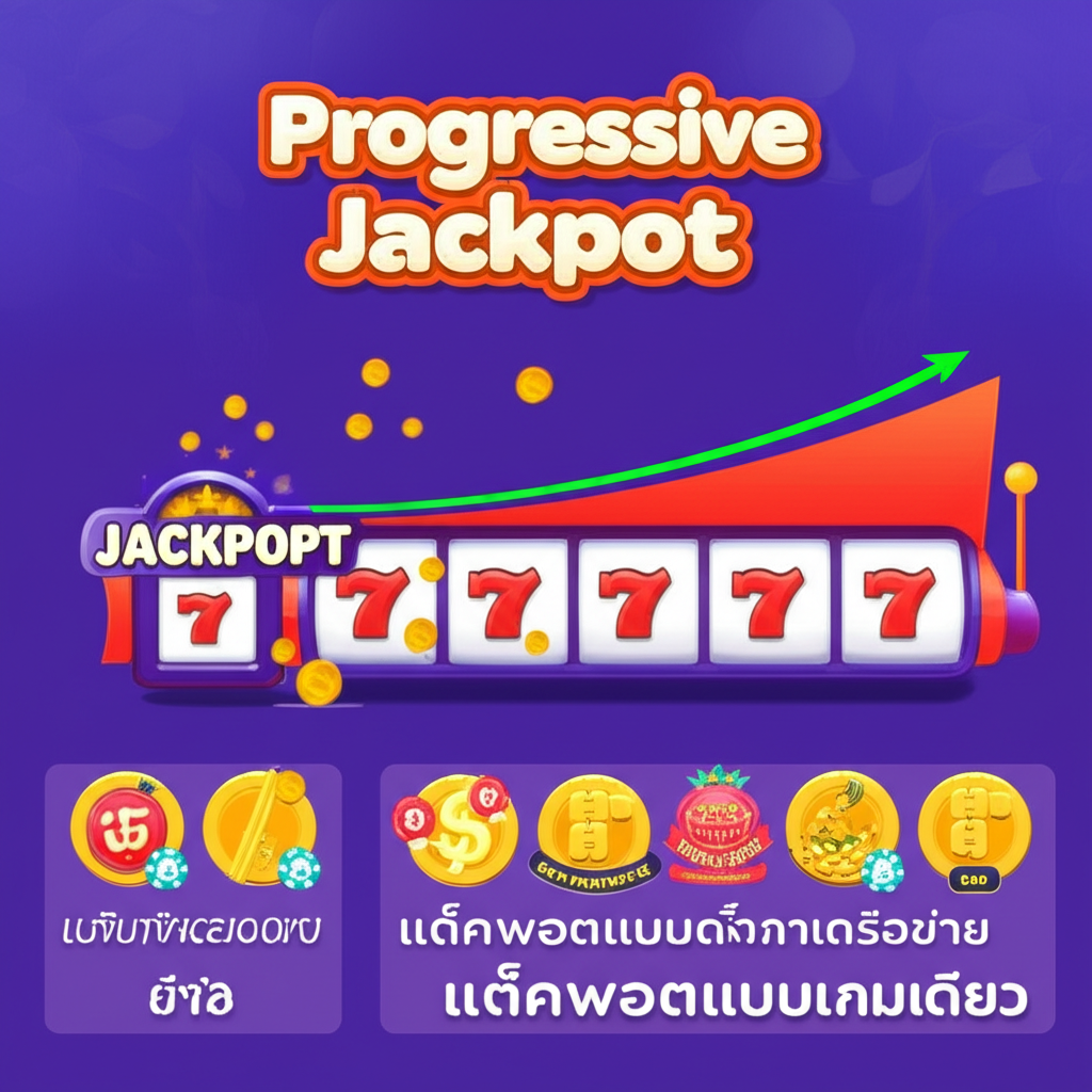 อินโฟกราฟิกอธิบายความหมายและการทำงานของ Progressive Jackpot ในเกมสล็อต
