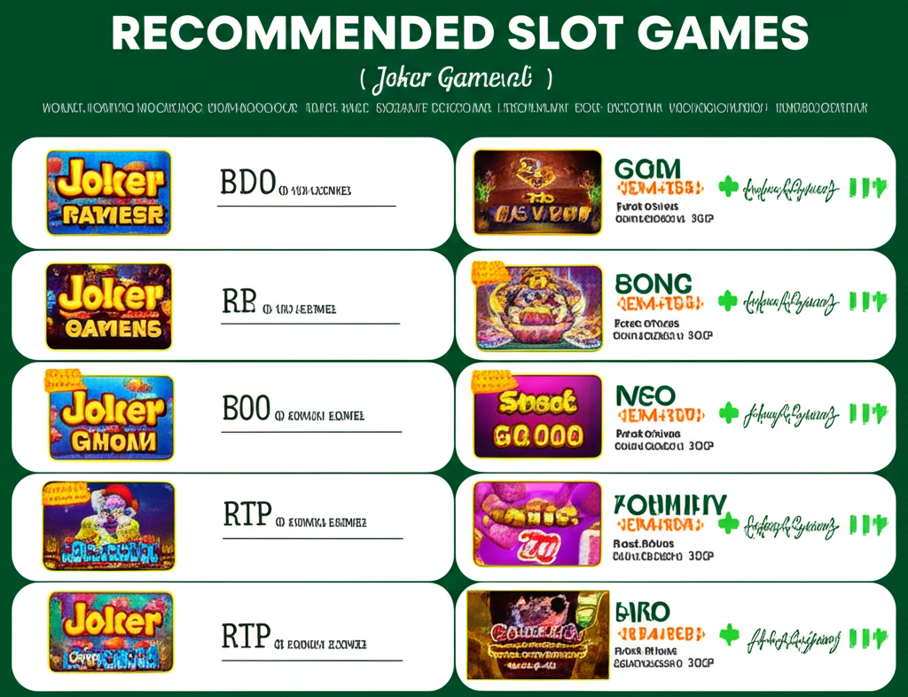 ตารางเปรียบเทียบเกมสล็อตที่มี RTP สูงและความผันผวนต่ำจาก Joker Gaming พร้อมข้อมูลโบนัสและฟีเจอร์
