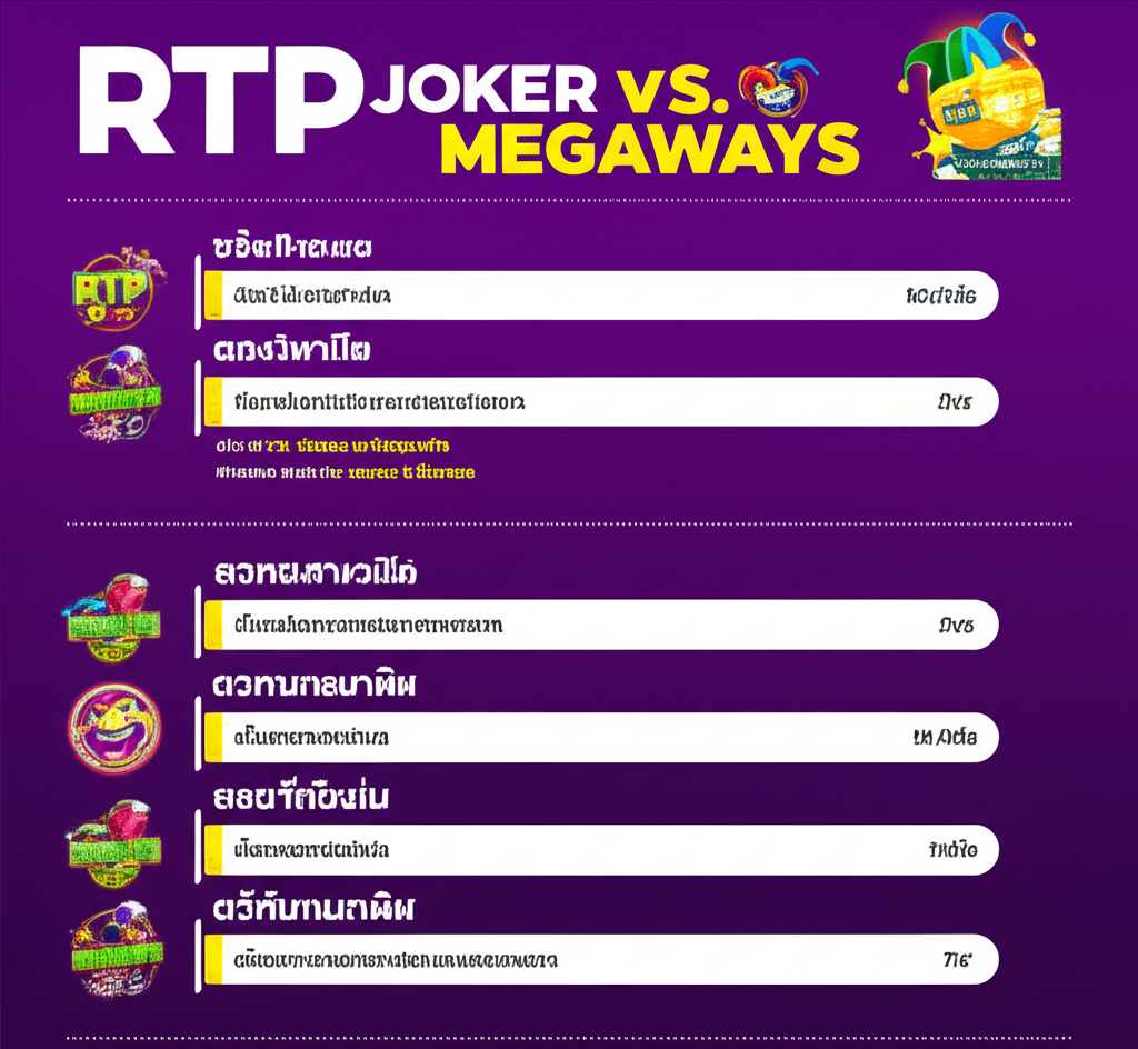 แผนภูมิเปรียบเทียบ RTP และความผันผวนของเกม Joker Megaways กับเกม Megaways ค่ายอื่น