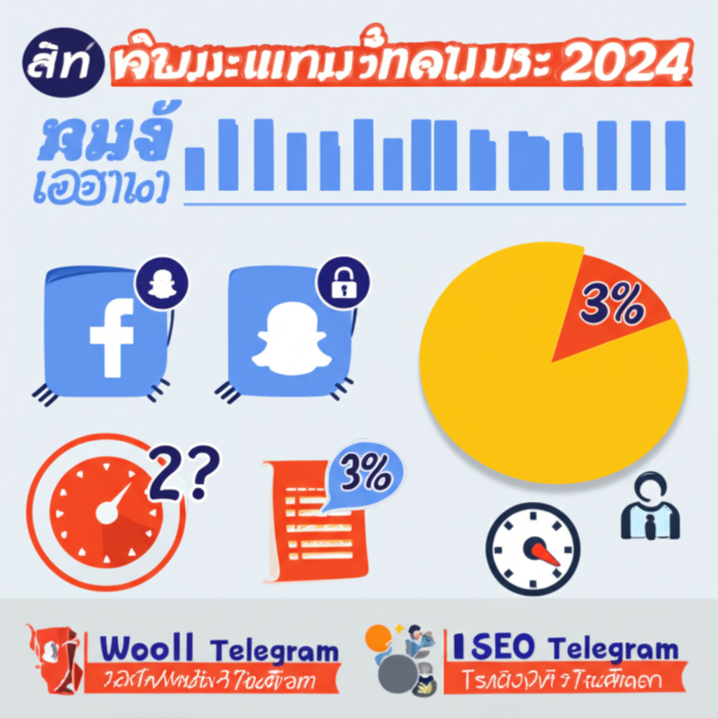 อินโฟกราฟิกสถิติการใช้โซเชียลมีเดียของคนไทยปี 2024 โดยเน้น Facebook และ Telegram สำหรับผู้เล่นสล็อตมือถือ
