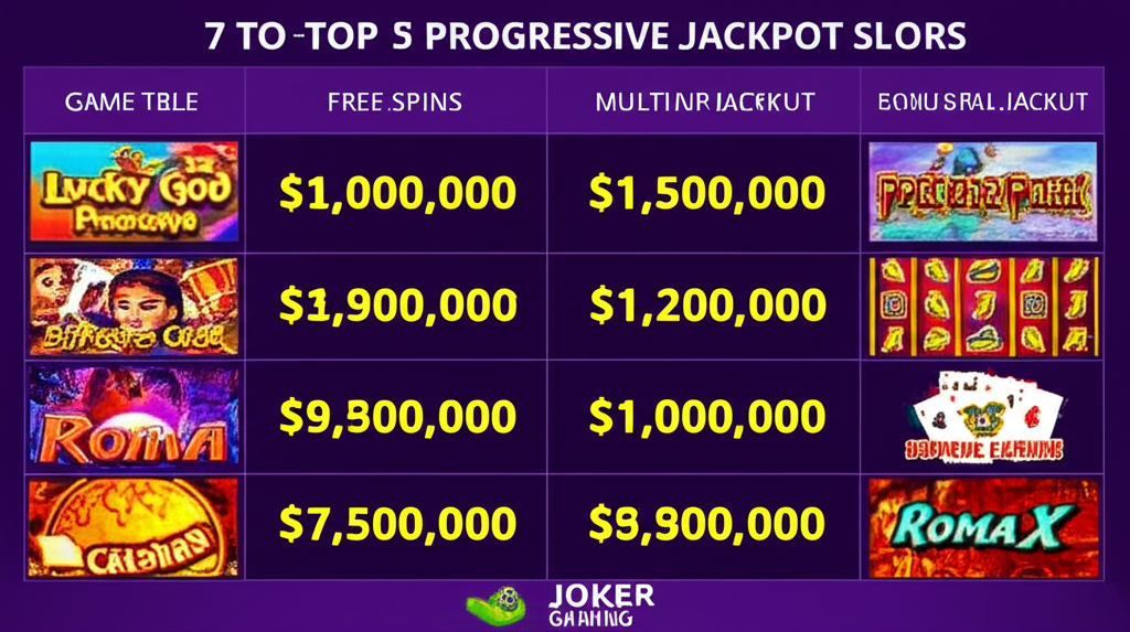 ตารางเปรียบเทียบ 7 เกม Joker Gaming ที่มี Progressive Jackpot สูงที่สุดในปี 2025 พร้อมข้อมูล RTP และโบนัส