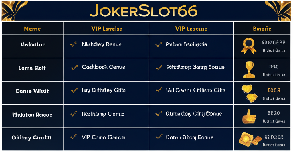 ตารางเปรียบเทียบระดับ VIP และสิทธิประโยชน์พิเศษของ JokerSlot66