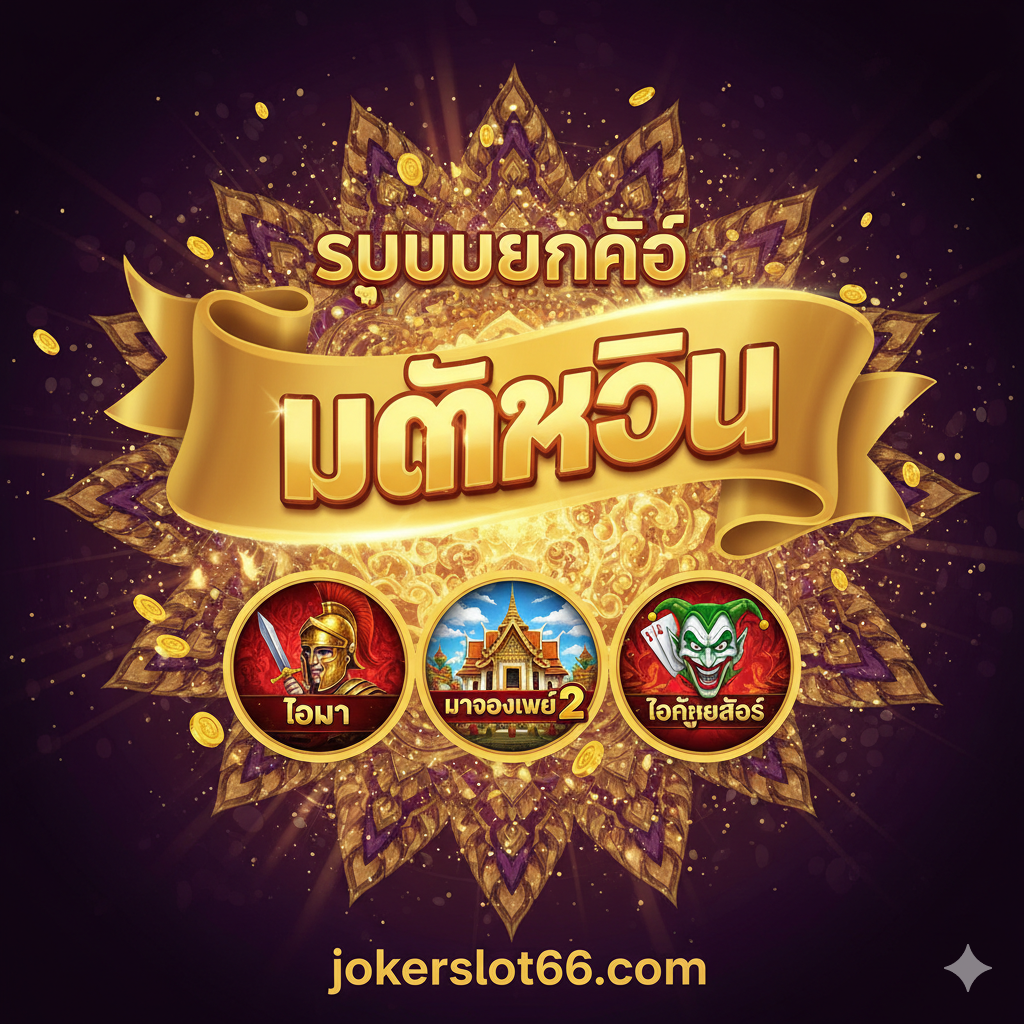 总结图,突出'Maxwin'、'Super Gacor'和'Joker Slot'。画面中心是一个巨大的胜利横幅,上面用夸张的字体写着'MAXWIN',下面围绕着三到四个微小的老虎机图标,分别代表文章中提到的热门游戏(如Roma和Mahjong Ways 2)。背景可以是一个抽象的、充满活力的泰式图案或金色闪光,暗示巨大的财富。中心位置需清晰展示'jokerslot66.com'。整体构图旨在传达最终的胜利和不可错失的机会,色彩应是充满ชีวิตชีวา金色、紫色และ红色,以强烈的对比และ运动感结束文章的视觉体验。