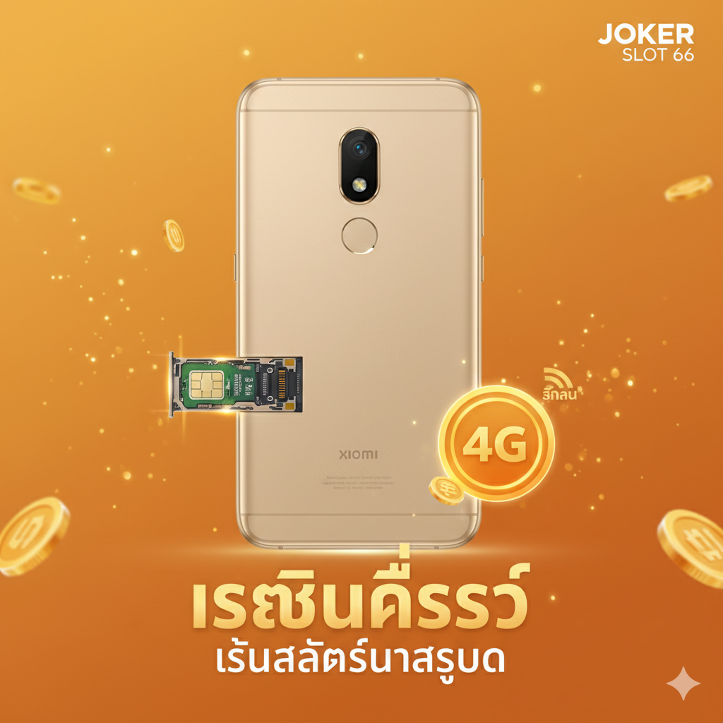 ภาพหน้าปกที่มีความโดดเด่น สื่อถึงการใช้งาน Mi A1 เพื่อเล่นสล็อตออนไลน์ องค์ประกอบหลักคือโทรศัพท์ Xiaomi Mi A1 วางอยู่บนพื้นหลังสีส้ม-ทองที่ให้ความรู้สึกของ 'โชคลาภ' และ 'ชัยชนะ' (สีเอกลักษณ์ของ Joker Slot 66) มีการดึงถาดซิม (Sim Tray) ออกมาให้เห็นช่อง Hybrid Slot อย่างชัดเจน ด้านข้างมีไอคอน '4G' หรือ 'สัญญาณเต็ม' เรืองแสงเล็กน้อย พร้อมตัวอักษร 'Dual SIM Stability' เป็นภาษาอังกฤษ หรือ 'เสถียรที่สุด' เป็นภาษาไทย คอนทราสต์สูง มีความชัดเจนและทันสมัย