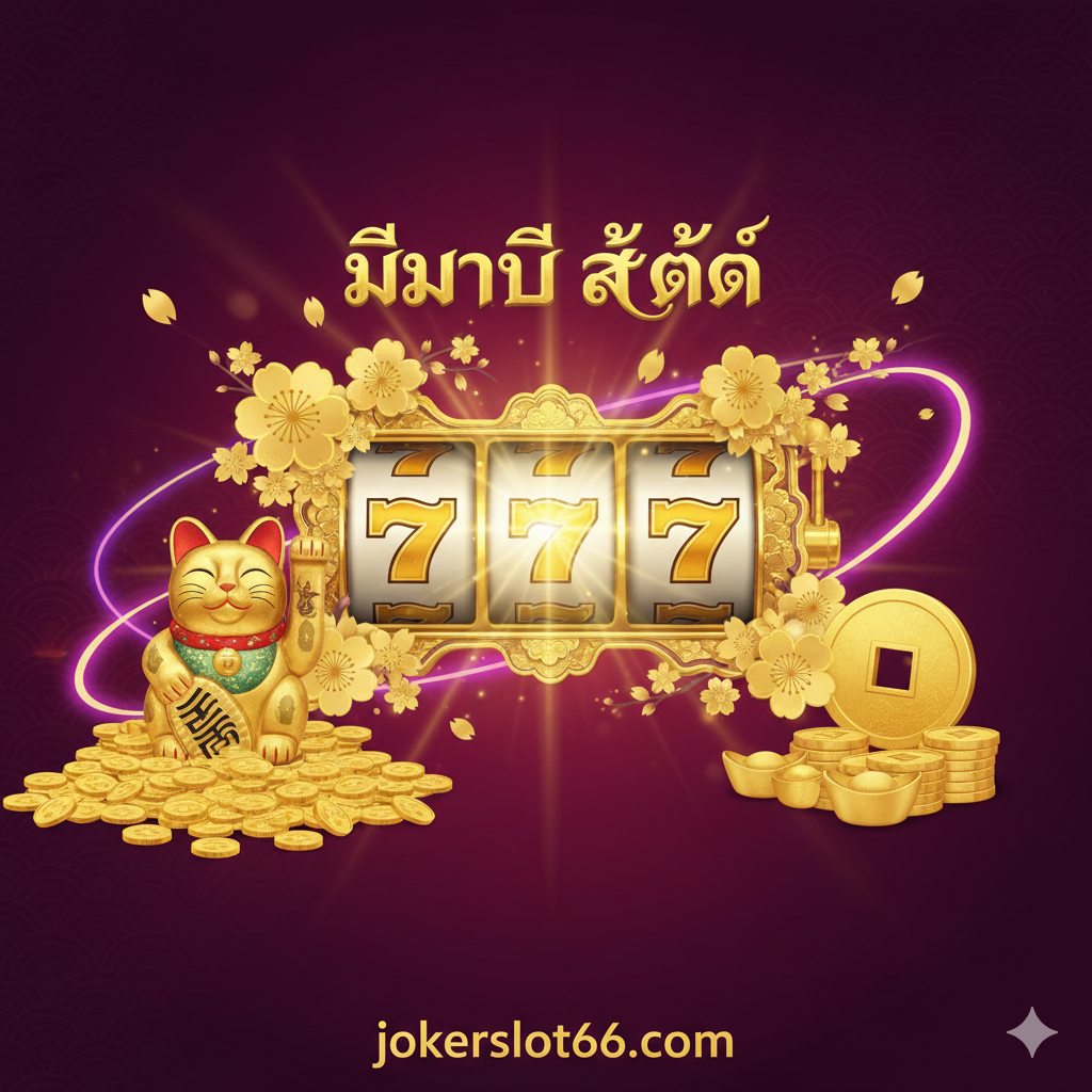 A striking and elegant cover image for 'Miyabi Slot' (jokerslot66.com). The central theme should fuse traditional Japanese aesthetics (Miyabi) with modern slot machine elements. Key visual elements include a golden slot reel framed by stylized cherry blossoms (Sakura) and subtle, glowing neon lines. The background should be a deep, luxurious purple or crimson (representing elegance and wealth). Feature a Japanese-style lucky charm (e.g., Maneki-neko or an ornate coin) next to a stack of gold coins and the text 'Miyabi Slot' prominently displayed with a golden, premium font. The composition should be dynamic and focus on high win potential, with light rays emanating from the slot reels.