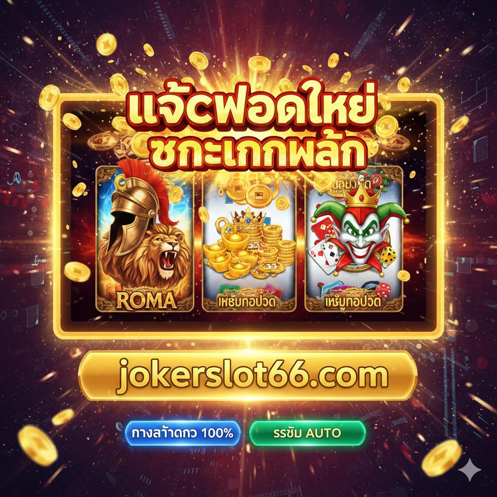 ภาพสรุปที่รวมองค์ประกอบของ 3 เกมยอดนิยม เช่น หมวกกันน็อกนักรบโรมันและสิงโตจากเกม 《Roma》 พร้อมองค์ประกอบที่สื่อถึงความมั่งคั่ง (ทองคำแท่ง เหรียญทอง) องค์ประกอบควรเป็นหน้าจอเครื่องสล็อตขนาดใหญ่ ที่แสดงข้อความ “BIG WIN” หรือ “JACKPOT” สีสันโดยรวมควรสดใส สื่อถึงความสุขในการชนะ