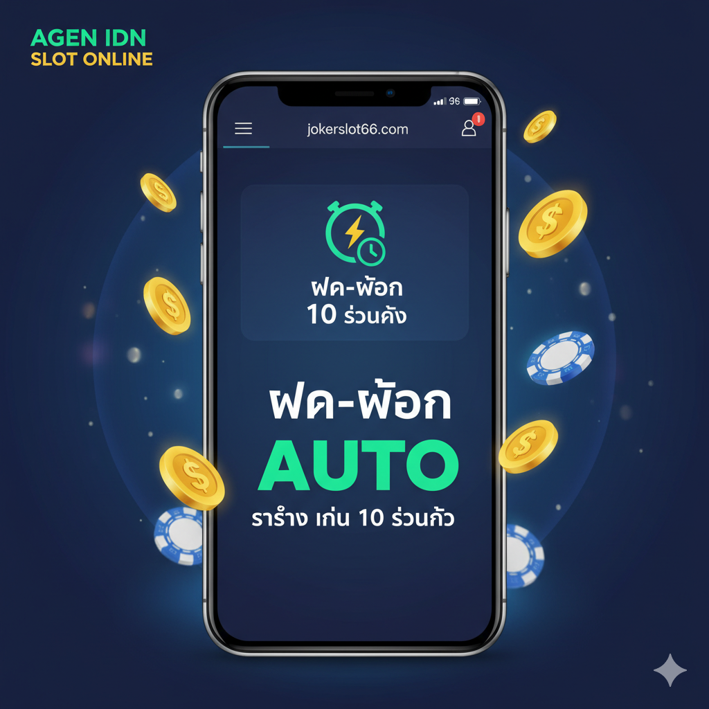 ภาพแสดงฟังก์ชันฝาก-ถอน ออโต้ที่รวดเร็วภายใน 10 วินาทีบนหน้าจอโทรศัพท์มือถือ โดยมีสัญลักษณ์สายฟ้าและนาฬิกา