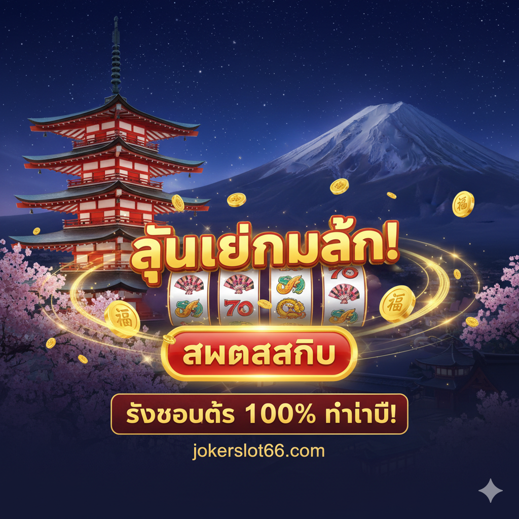 一张关于'ทดลองเล่นฟรี'(免费试玩)或'不用下载'的教程步骤图。构图应分为两到สาม个简单的步骤图标或插画。例如:步骤1-手机或电脑屏幕上显示jokerslot66.com的网站;步骤2-一个箭头指向'Demo'或'ทดลองเล่น'按钮;步骤3-显示玩家在享受游戏画面。整体风格简洁、有指示性,使用jokerslot66.com的品牌色(如红色、金色)来突出重点。用泰语文字提示'คลิกเดียว เล่นได้เลย'(一点即玩)。