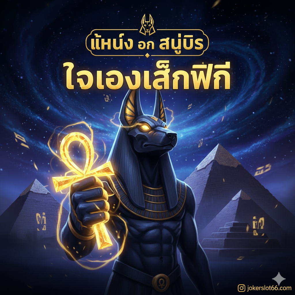 图片为文章的封面图 (Above the Fold) ภาพ Hand of Anubis ที่มี CTA 'FREE DEMO' หรือ 'ทดลองเล่นฟรี' และโลโก้ jokerslot66.com