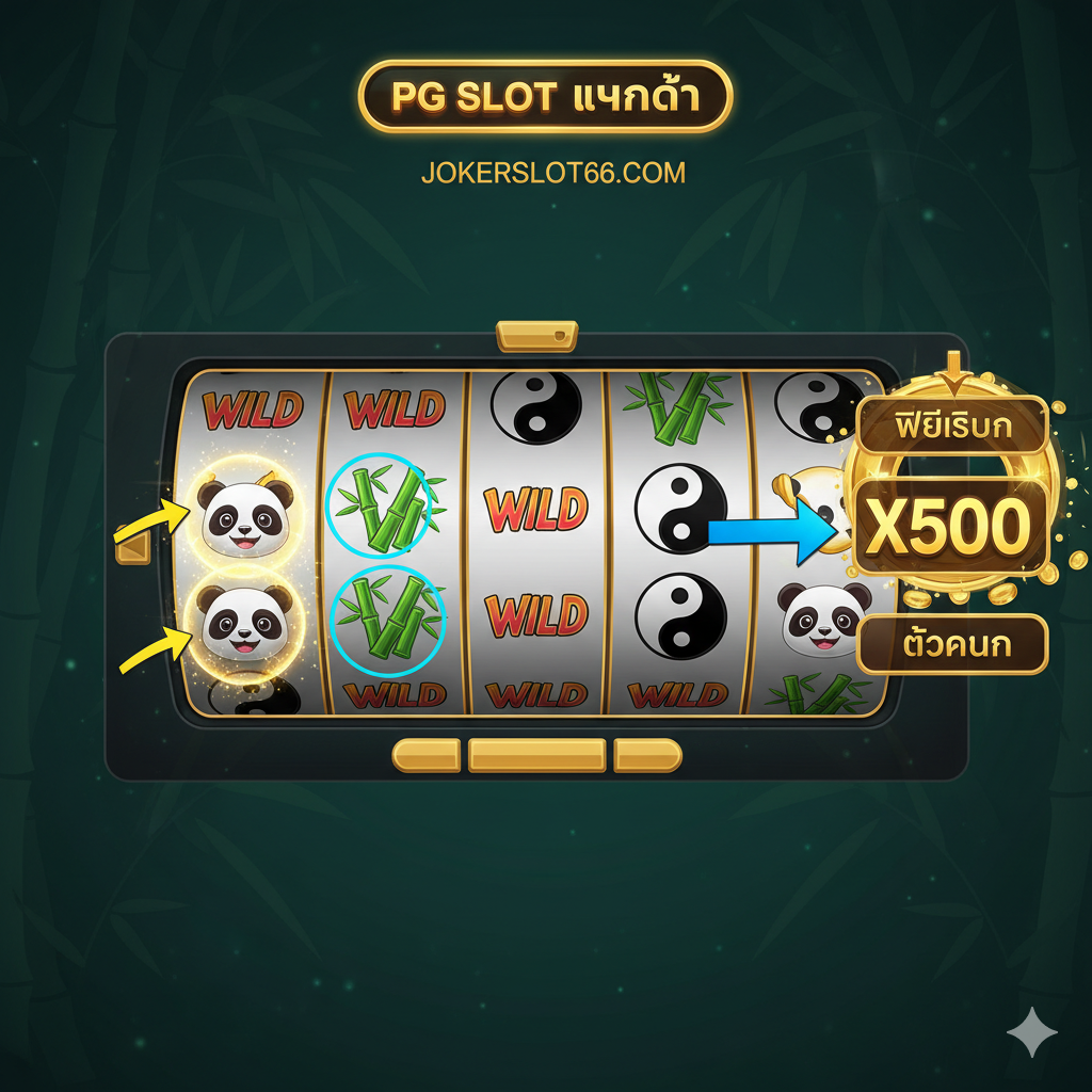 ภาพหน้าจอเกม PG Slot Panda เน้นสัญลักษณ์ Wild, Scatter, และตัวคูณ (Multiplier) พร้อมตัวเลข Big Win และคำว่า ฟรีสปิน