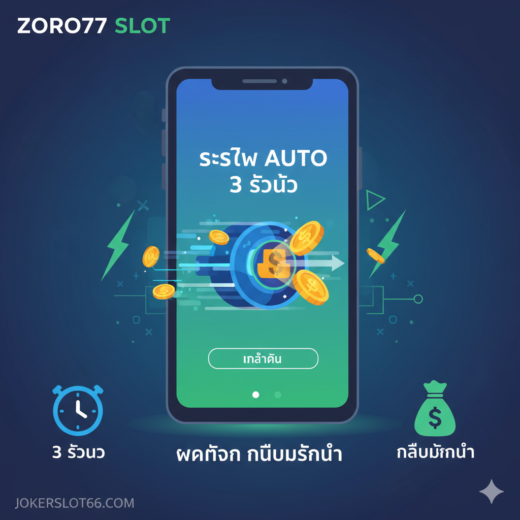 ภาพแสดงฟีเจอร์การฝาก-ถอนออโต้ 3 วินาที ไม่มีขั้นต่ำ