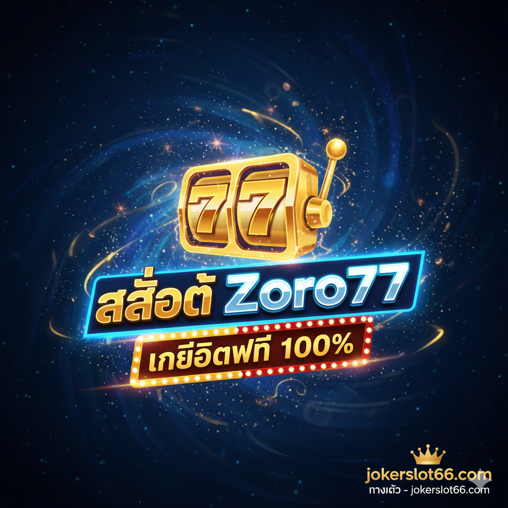 ออกแบบรูปภาพสำหรับปก ให้เน้นคำว่า “zoro77 slot ทางเข้า - เครดิตฟรี 100%” ในบรรยากาศคาสิโน